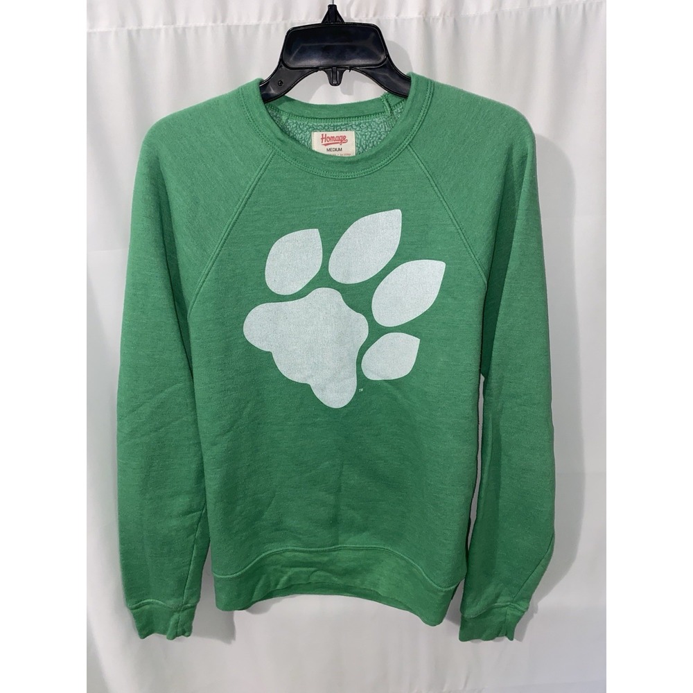 Homage Ohio University OU Bobcats Paw Green Crewneck Sweatshirt Medium